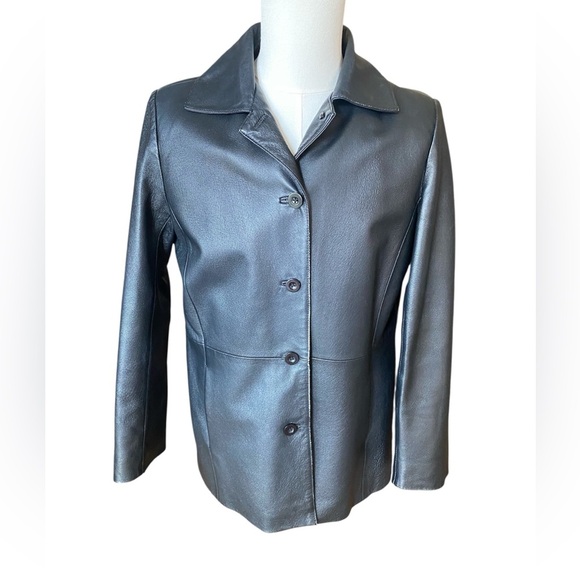 Vintage black Leather coat SZ M - Picture 1 of 8